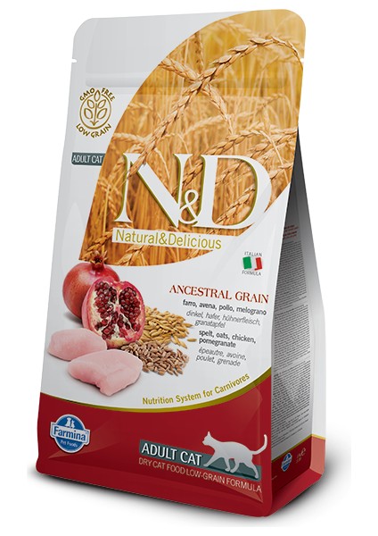 Düşük Tahıllı Tavuklu Narlı Yetişkin Kedi Maması 1.5 kg