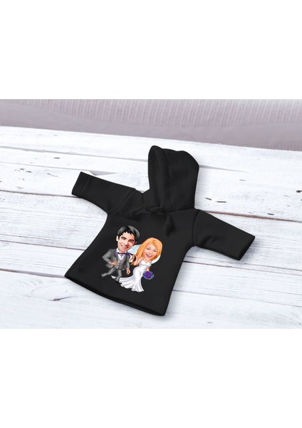 Kişiye Özel Sevgililer Karikatürlü Mini Siyah Içki Şişesi Tişörtü , Ev Bar Dekoru, Viski, Şarap, Votka, Rakı Şişesi Tişörtü, Ev Barı-6 modelleri