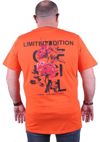 Büyük Beden Sıfır Yaka Tişört Limited Edition 23111 Turuncu fiyatları