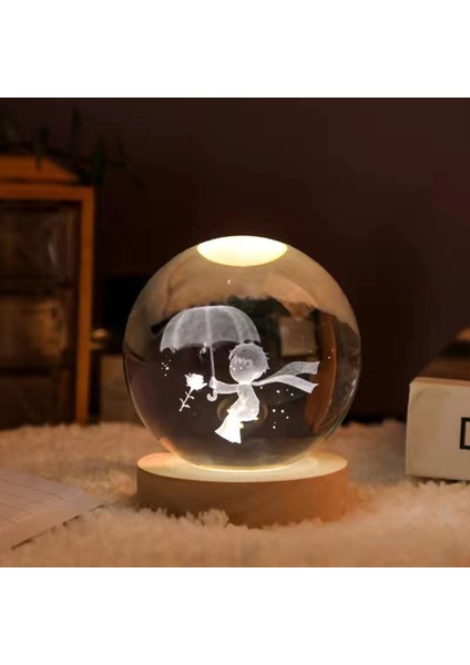 Küçük Prens Işıklı Ahşap Kaideli 2'lü Cam Küre 8cm*6cm modelleri