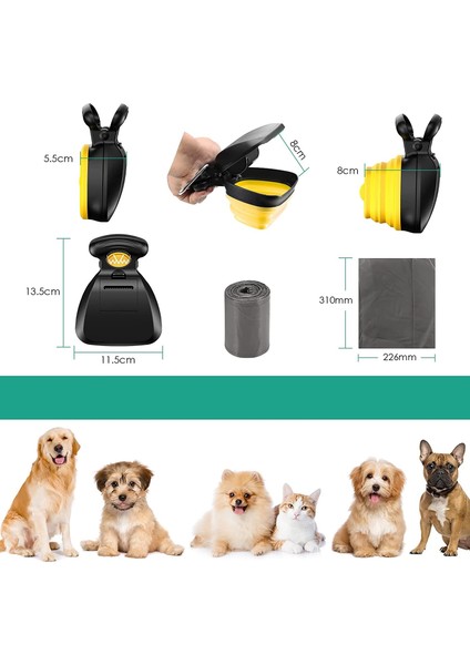 Taşınabilir Pet Kaka Dışkı Toplama Kepçesi Dog Poop Scooper Sarı Renk 1 Adet