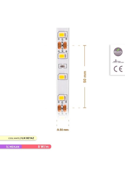 Şerit LED 60 Led''li 4000K Ilık Beyaz 7W 5 Metre AS01-00801 indirimleri