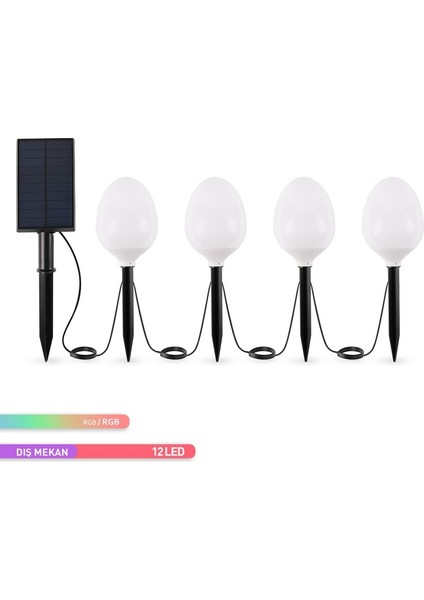 Rgb Solar LED Bahçe Armatürü 4''lü Dekoratif Kazıklı Güneş Enerjili Çim Armatürü