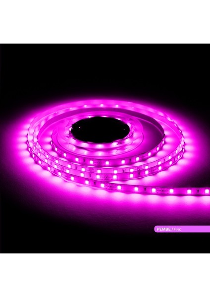 Şerit LED 60 Led''li Pembe Işık 7W 5 Metre AS01-00809