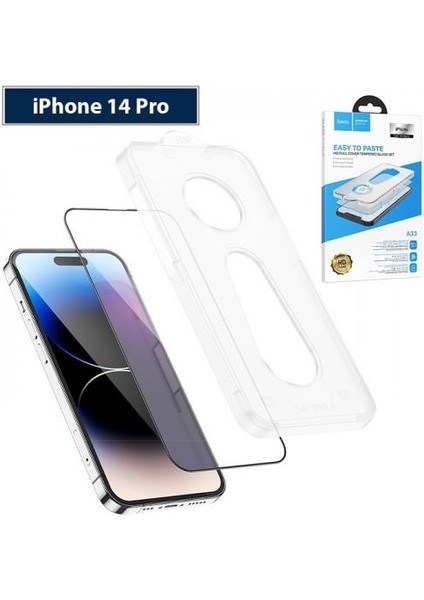 Polham Montaj Aparatlı 0.3mm iPhone 14 Pro 6.1 Ful Kaplama Kırılmaz Ekran Koruyucu, 9h Dayanıklı