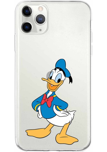 Apple iPhone 11 Pro Uyumlu Kapak Donald Duck Tasarımlı Şeffaf Silikon Kılıf