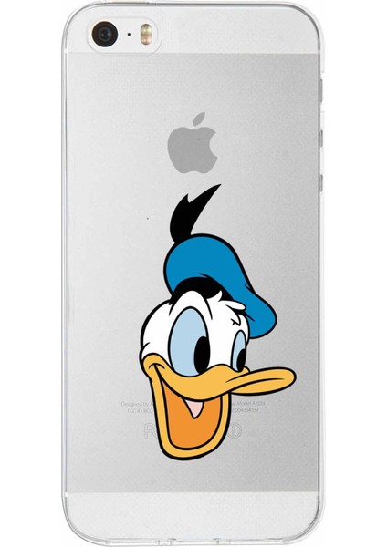 Apple iPhone 5s Uyumlu Kapak Donald Duck Tasarımlı Şeffaf Silikon Kılıf