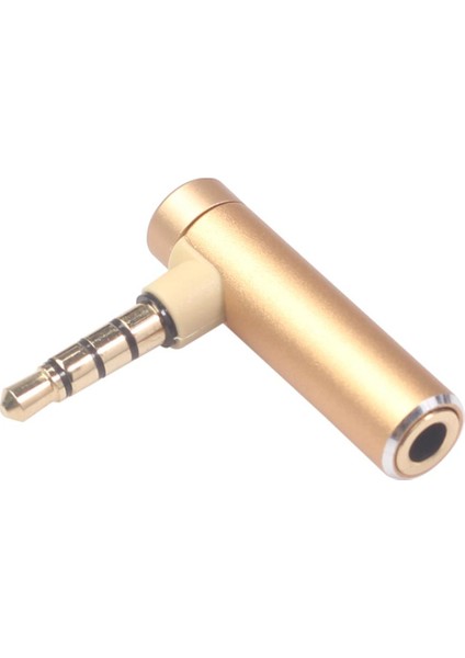 Erkek Kadın Ses Adaptörü Dik Açı Jack Converter Kulaklıklar Altın (Yurt Dışından)