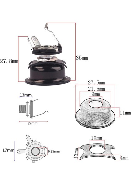 6.35MM 1/4 '' Caster Guitar Chrome Için Mono Çıkış Soket Plakası (Yurt Dışından)