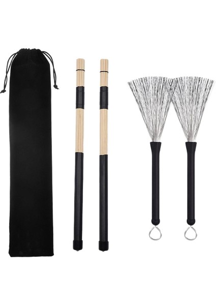1 Takım Drum Sticks Çırpıcı Çubuklar Davul Fırçalar W / Çanta Drum-Player Siyah Için (Yurt Dışından)