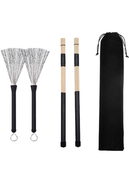 1 Takım Drum Sticks Çırpıcı Çubuklar Davul Fırçalar W / Çanta Drum-Player Siyah Için (Yurt Dışından) fiyatları