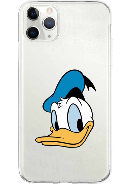 Apple iPhone 11 Promax Uyumlu Kapak Donald Duck Tasarımlı Şeffaf Silikon Kılıf