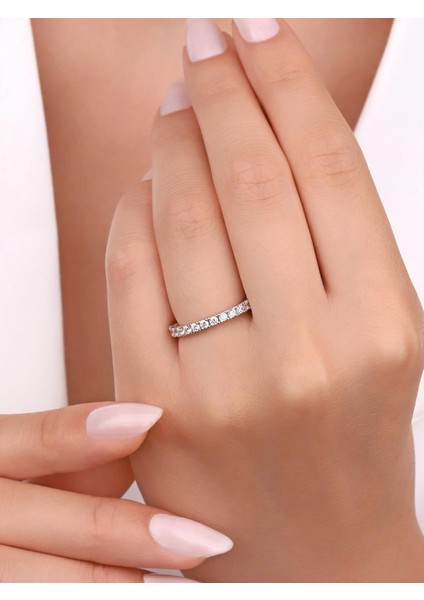 Tek Sıra Tamtur Zirkon Taşlı 14 Ayar Beyaz Altın Yüzük fiyatları