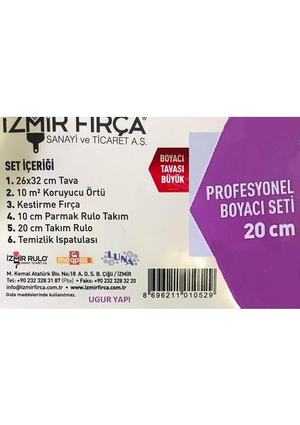 Izmir Fırça Luna Profesyonel Boyacı Seti 20 Cm  Kod: 8696211010529 