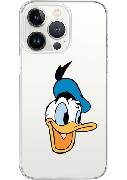 Apple iPhone 13 Promax Uyumlu Kapak Donald Duck Tasarımlı Şeffaf Silikon Kılıf