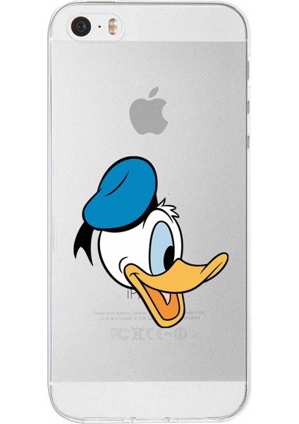 Apple iPhone 5s Uyumlu Kapak Donald Duck Tasarımlı Şeffaf Silikon Kılıf