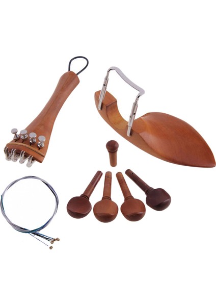 1 Takım Juube Ahşap 4/4 Keman Aksesuarları Chinrest Endpin Tuner Kuyruk Gut Dıy (Yurt Dışından)
