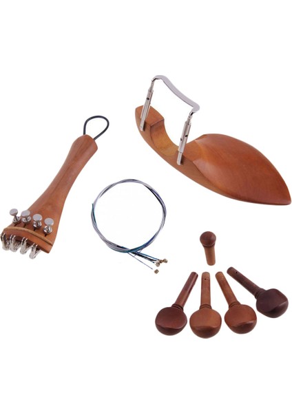 1 Takım Juube Ahşap 4/4 Keman Aksesuarları Chinrest Endpin Tuner Kuyruk Gut Dıy (Yurt Dışından)
