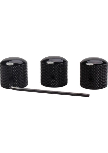 3 Parça Siyah Metal Dome Topuzu Ses Ton Kontrol Topuzu Gitar Yedek Parça (Yurt Dışından)