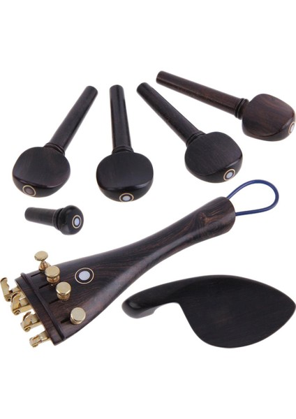 4/4 Keman Seti Abanoz Chinrest Ince Tuner Tuning Peg Tailgut Endpin Kiti (Yurt Dışından)