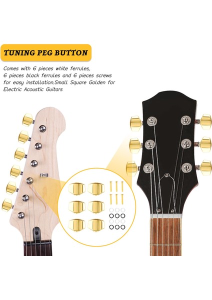 6 Parça Gitar Tuning Peg Düğme Tuner Makinesi Başları Çinko Alaşım Dikdörtgen (Yurt Dışından)