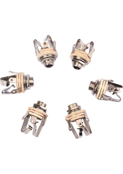 6 Stereo Elektro Gitar Jack 1/4 "6.35MM Stereo Plug Sockets Nikel Paketi (Yurt Dışından)