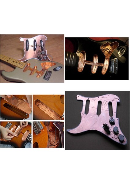 4x Gitar Bakır Folyo Bant Tek Iletken Elektro Gitar Için 30X22.5 cm (Yurt Dışından)