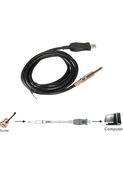 9.8ft Gitar Bas 1/4 "usb 6.3mm Jack Bağlantı Cihazı Kablosu Adaptörü (Yurt Dışından)