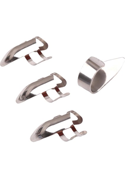 Set 4 Krom Gitar Parmak Picks & Thumb Pick Set Banjo Ukulele Gitar Için Set (Yurt Dışından)