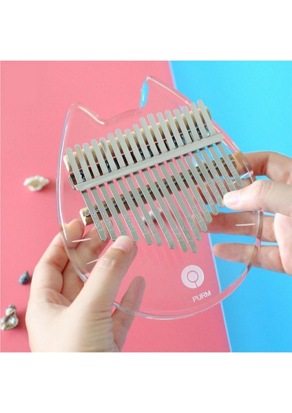 Yeni Sevimli 17 Anahtar Kalimba Şeffaf Mbıra Thumb Piano Klavye Enstrüman 157X130MM (Yurt Dışından)