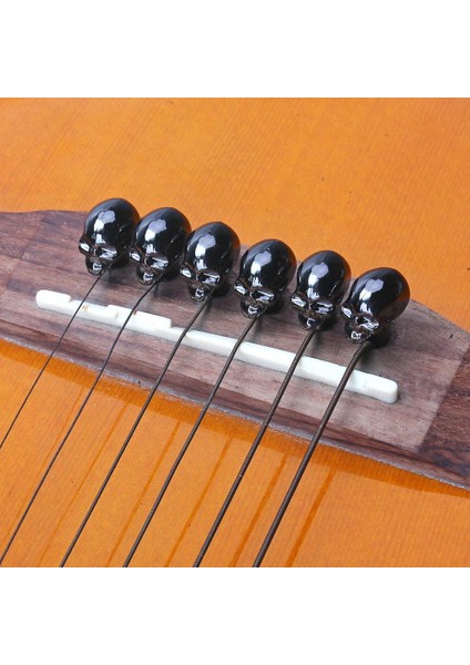 Siyah Gitar Köprü Uç Pimleri Kafatası Başkanı Akustik Gitarlar Için Şekilli Pimleri (Yurt Dışından)