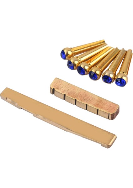 En Güzel 1 Set Pirinç Eyer Somun + Köprü Pimleri Için Halk Gitar Dıy Aksesuar Için (Yurt Dışından)