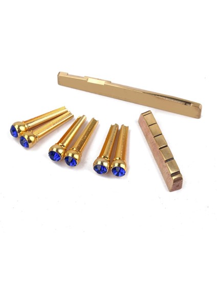 En Güzel 1 Set Pirinç Eyer Somun + Köprü Pimleri Için Halk Gitar Dıy Aksesuar Için (Yurt Dışından)