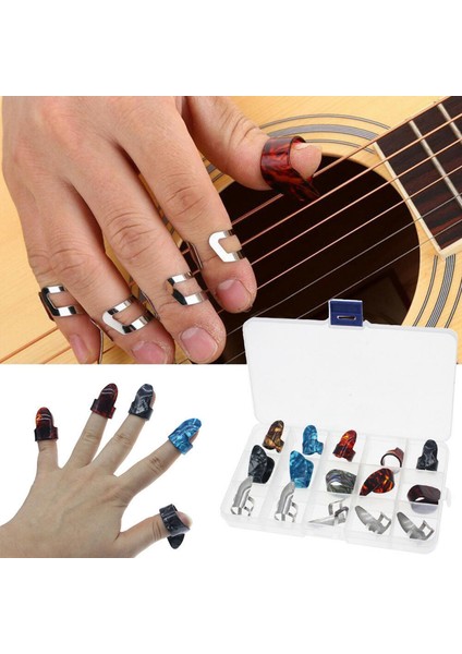 5 Başparmak +10 Parmak Tırnak Gitar Paketleri Plectrum Renkli Set Gitar Bas Bano Için Set (Yurt Dışından)