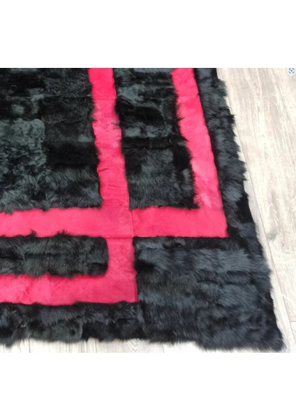Siyah Kürk Pembe Deri Bordür Toskana Halı 160 x 230 Cm