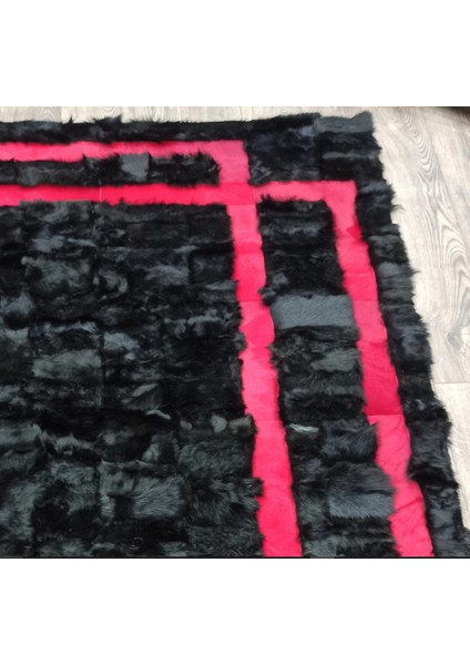 Siyah Kürk Pembe Deri Bordür Toskana Halı 160 x 230 Cm
