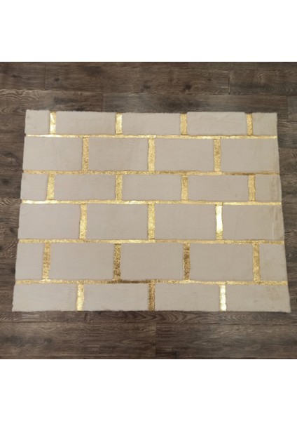 Beyaz Gold Bordürlü Peluş Halı 140 x 200 Cm modelleri