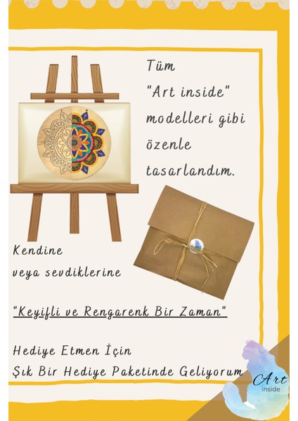 Art Inside Güneş Mandala Ahşap Boyama Tuval Seti Hediye Hobi Kiti