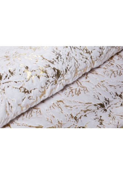 Gold Varaklı Kuş Ayağı Modelli Beyaz Peluş Halı 170 x 240 Cm modelleri
