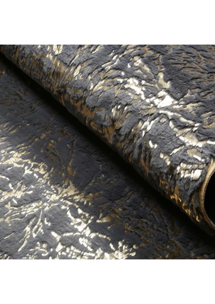 Antrasit Gold Kuşayağı Bordürlü Peluş Halı 240 x 340 Cm