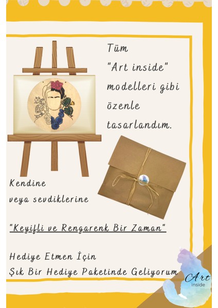 Art Inside Frida Ahşap Boyama Tuval Seti Hediye Hobi Kiti