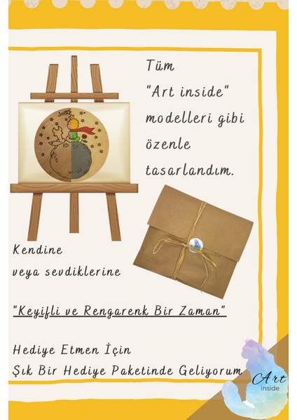 Art Inside Küçük Prens Gezegen Ahşap Boyama Tuval Seti Hediye Hobi Kiti