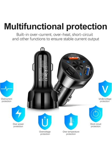 Çift USB Araç Şarj Cihazı Hızlı Şarj Qc 3.0 Pd Type-C Araç Telefon Şarj Cihazı indirimleri