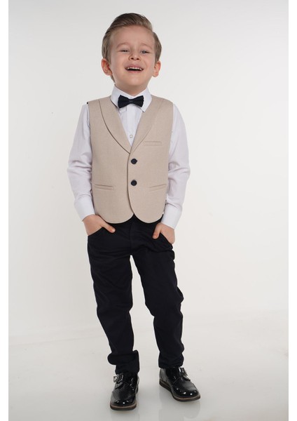 Bej Iki Düğmeli Erkek Çocuk Smokin Takım modelleri