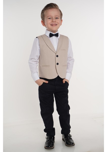 Bej Iki Düğmeli Erkek Çocuk Smokin Takım fırsatları