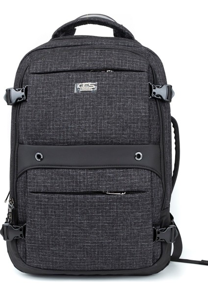 15.6 Inc Laptop Bölmeli Çok Teferuatlı USB Girişli Astarlı Keten Sırt Çantası