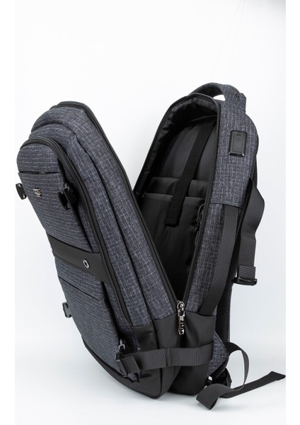 15.6 Inc Laptop Bölmeli Çok Teferuatlı USB Girişli Astarlı Keten Sırt Çantası indirimleri