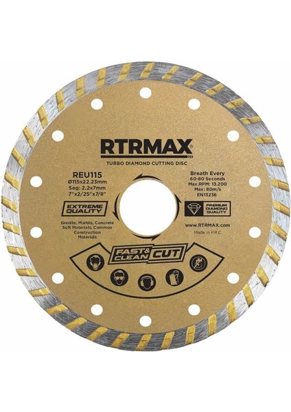 Rtrmax 115MM Turbo Elmas Testere Tuğla Beton Kesici