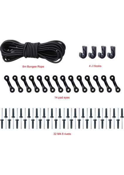 J Kancaları ve Perçinli Siyah Kordonlu 8 Metre Kayak Teçhizatı (Yurt Dışından) fırsatları