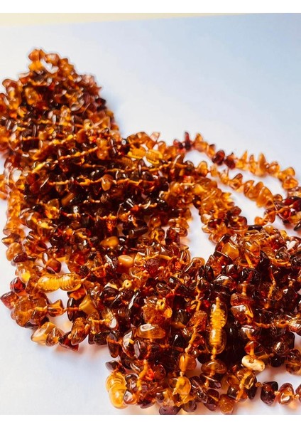 Damla Kehribar Konyak Renk 45 cm Unisex Kolye fırsatları